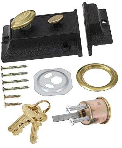 Yardwe 1 Set Serratura Della Porta in Legno D'epoca Serrature Con Catenaccio Serrature a Catena Per Porta Interna Vecchie Chiavi Serratura Yale Con Serratura Rame Blocco Di Sicurezza