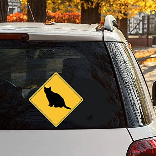 Yelolyio Cat Xing Cat Crossing Aufkleber Vinyl Aufkleber Vorsicht Katze Aufkleber Tumbler Aufkleber Tiere Dekor Vinyl Aufkleber für Autos, LKWs, Fenster, Wände, Laptops 15,2 cm