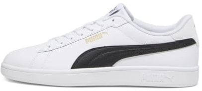 PUMA Smash 3.0 L Unisex Kinder Sneaker, White Black Gold, 37 EU