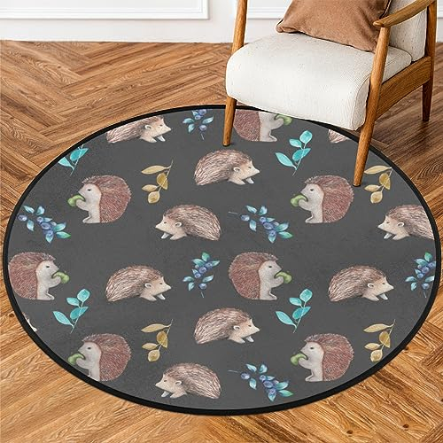 Niedlicher Igel-Teppich, rund, 1,5 m, weich, rutschfest, waschbar, für den Innenbereich, ultradünn, Überwurf, Teppich für Eingangsbereich, Schlafzimmer, Badezimmer, Wohnzimmer