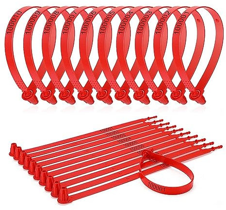 Durratou 1000Pcs Kunststoff Tür Dichtung Dichtung Tamper Sicherheitsschloss Tags Entfernen für Anhänger Logistik Versand Verpackung Versand Rot