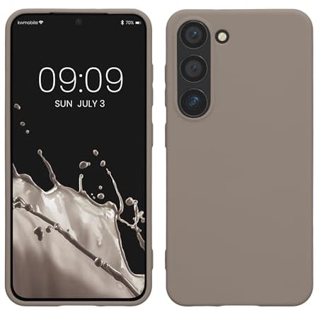 kwmobile Hülle kompatibel mit Samsung Galaxy S23 Hülle - TPU Silikon S23 Handyhülle - Case stoßabsorbierend flexibel - Kabelloses Laden - Taupe