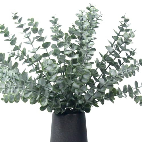BeautifulU 24 steli di foglie di eucalipto artificiali, 33 cm di altezza, realistici e realistici al tatto, piante per bouquet di nozze, decorazione per la casa, composizione floreale