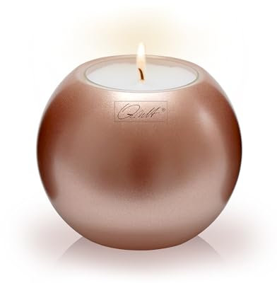 Qult Farluce Moon Metallic - Teelichthalter in Kerzenform (Rose Gold, Ø 8 cm)