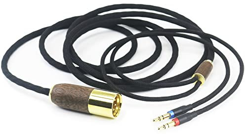 ABLET 2m 4-pin XLR Balanced Cable 7N OCC Copper Silver Plated Cord Walnut Wood Shell Compatible with Hifiman Sundara, Ananda, Arya, HE400SE, HE4XX, HE-400i Headphone (2 x 3.5mm Version)