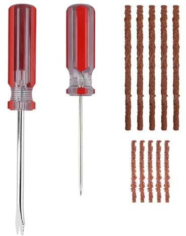 Kit de Reparación de Cubiertas Tubeless para MTB y Bicicletas, 12 Piezas Kit Antipinchazos Coche, Herramienta de Reparación de Neumáticos MTB Portátil, Mechas Pinchazos Mtb, Set de Reparación Tubeless