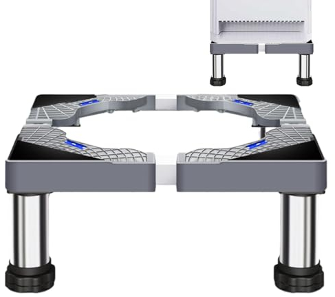 Kixolazr Support de machine à laver Base réglable pour machine à laver Support de sèche-linge en acier inoxydable Piédestal Support de machine à laver robuste Support pour -réfrigérateur