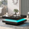 KOMHTOM Table basse noire avec LED - Table d'appoint carrée moderne pour salon et chambre à coucher (noir)