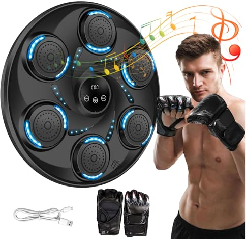 LIROPAU Music Boxing Machine, Musik Boxmaschine, LED Musik Boxmaschine 54cm, 9 Geschwindigkeitsmodi Bluetooth Wand Boxing Target Smart Elektronische, Wandmontiertes Boxziel Patent Nr: 015044049-0001