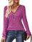 Gemulate Plus Size Womens Jumpers with Zipper v Neck Long Jumper Sweater Ladies Long Sleeve Tops Casual Striped Sweaters Sweatshirts Tshirt Rose Red XXL
