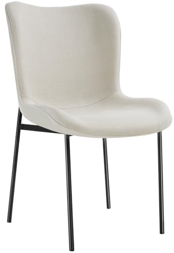 tectake® Polsterstuhl, Stuhl für Küche, Esstisch, Sessel Schminktisch, Cocktailsessel, als Elegante Esszimmerstühle oder Wohnzimmerstühle für edles Dining - Webstoff Off White/schwarz
