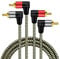 Hanprmeee RCA Cable,90 Degree Right Angled 2 RCA Male to Male Cable,[Hi-Fi Sound] Nylon-Braided Auxiliary Audio Cord for Home Theater, HDTV, Amplifiers, Hi-Fi Systems,Speakers and etc(1.5M/5Ft)