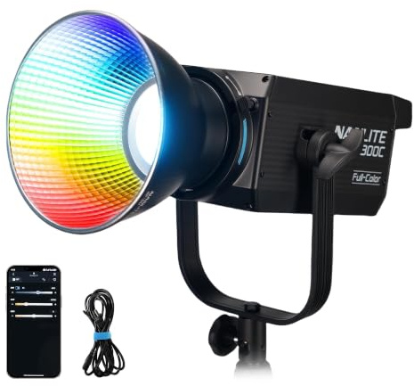 Nanlite FS-300C 300 W RGB-Linterna de estudio, 2700 K–7500 K, control por APP, luz de vídeo LED con montaje Bowens para fotografía, videografía, transmisión en vivo y creación de contenido