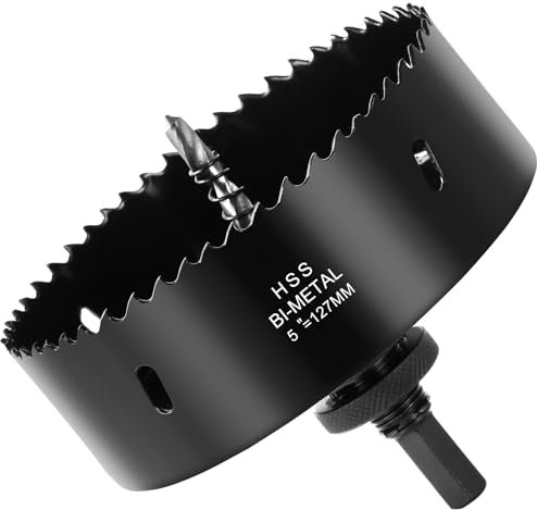 Flintronic Scie Cloche Bimétallique de 127mm, Scie Cloche Bois avec tige SDS Plus et tige hexagonale, Perceuse pour les Planches en Bois Minces, les Plaques en PVC et en Plastique de Fibres de Boiss