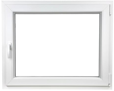 ALUCON Kellerfenster 1000x500 mm – Fenster 100x50 cm – Kunststofffenster Innen Weiß/Außen Weiß – Flügelfenster DIN Rechts