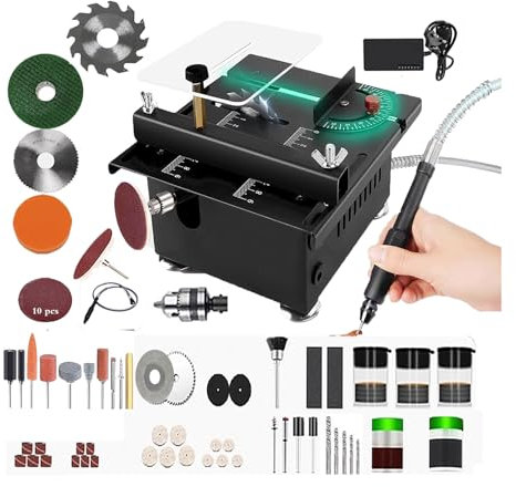 Genérico Sierra de Mesa Pequeña, Multifuncional, 7 Velocidades Ajustables, Corte, Lijado, Grabado, Perforación, Todo en Uno (100W Lift type)