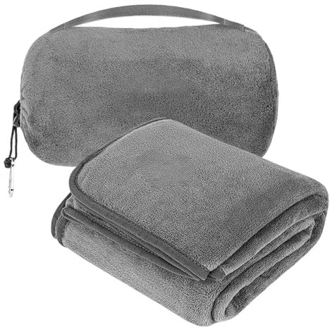 Coperta Da Viaggio Aeroplano 2 In 1, Cuscino Di Trasformazione 2 In 1, Coperta Aeronautica, Coperta Da Aeroplano Morbida, Coperta In Flanella Super Leggera E Morbida Per Vacanze, Ufficio (Grigio)