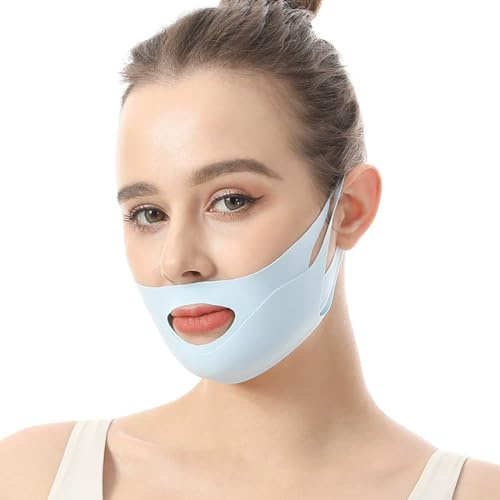 VOMZIKL V Gesichtsmasken,Wiederverwendbare V-Linienmask,für Doppelkinn und schlaffe Gesichtshaut, Face Bandage, V Line Mask, Reusable V Line Chin strap