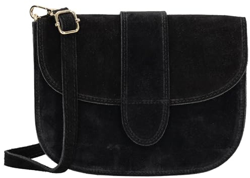 Charm London Anna Schultertasche - Elegante Damen Umhängetasche aus | weichem Veloursleder, Vielseitige Handtasche mit verstellbarem Riemen