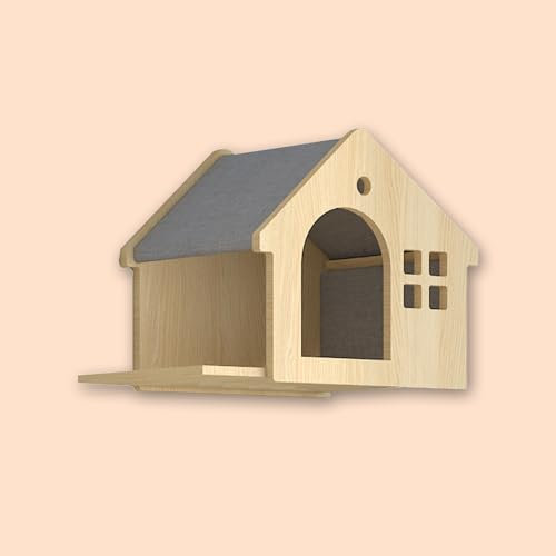 CXLXBRZD Katzen Wand, Katzenregale füR Die Wand, Sisal-Kratzbaum, HolzmöBel zum Klettern, Spielen und Schlafen(45x30x35cm3)