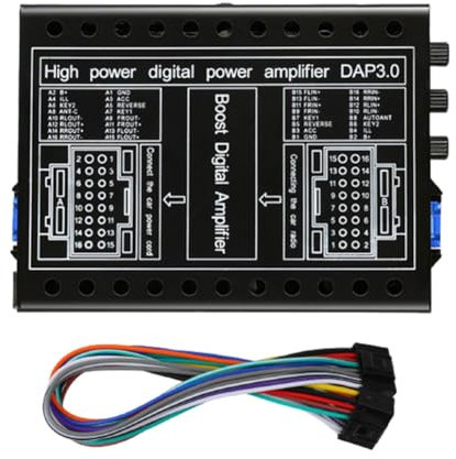 Cpolebev Car Amplifier DC 12V Hi-Fi Booster Audio Stereo Digital Sound Processors 4x60W for Android Lossless Upgrade