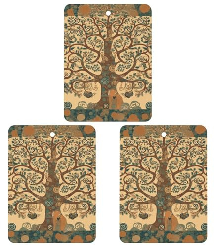 Tree Of Life Car Air Freshener Hanging Incense Chips 3 Pack Automotive Scented Hanging Sheets Square for Car Home Auto Interior Decor