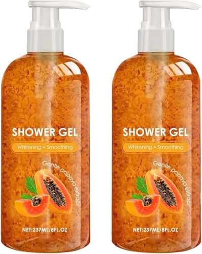 Papaya-Duschgel mit feuchtigkeitsspendendem Öl-Kontrolleffekt, aufhellendes, glättendes und peelendes Duschgel, pH-neutrale Formel entfernt effektiv Unreinheiten.