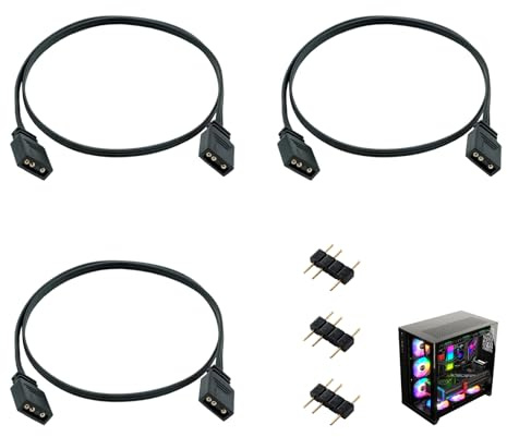 Uliwamowi 3 Pezzi ARGB 30cm Derivazione Cavo, ARGB Splitter Cavo 5V 3Pin con 3P Connettore per Striscia LED 5050 3528 e Ventola RGB, Compatibile con Controller ARGB 5V