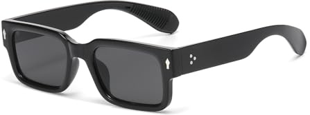 LJCZKA Retro Square Sunglasses for Women Men Fashion Rectangle Chunky Sun Glasses 90s Vintage Square Thick Frame Shades UV400 Protection