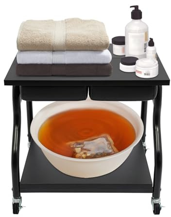 Baignoire à roulettes avec 4 roues universelles pour repose-pieds, pédicure, manucure, table de massage
