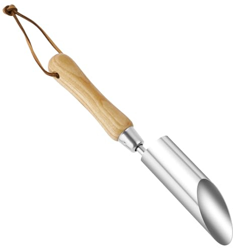 APXEL Strumento Pianta Bulbi, Strumento per Piantare Inossidabile, Trapiantatore Foraterra Manuale per Bulbi, Piantabulbi Veloce Con Manico in Faggio per Bulbi Pianta Ortaggi