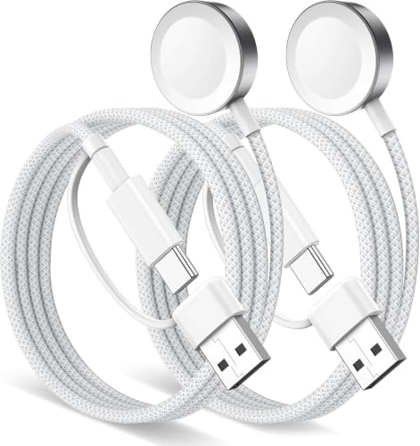 Minlu Upgraded 2 in 1 Apple Watch Charger, USB C/A Magnetic [1.2m 2Pcak] | Charging Cable for Apple Watch, Portable Apple Watch Charger Cable Compatible with iWatch Ultra/SE/11/10/9/8/7/6/5/4/3/2/1