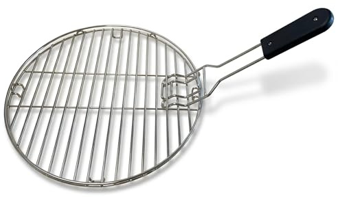Hochwertig verarbeiteter, rundförmiger Grillrost Grillgitter aus 304 Edelstahl Ø 54 cm für Holzkohlgrill, BBQ Grillzubehör inkl. Handgriff