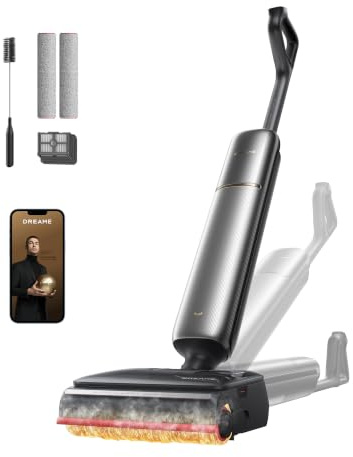dreame T16 Pro Heat-A Aspirapolvere Lavapavimenti, Tre Lati | Ultrasottile da 9,85cm, Lav. a 90°C, Rimoz. Olio, 0 Grovigli, 30.000 Pa, Auto-pulizia a 95°C, AutoAdapt, Batteria Rimov., App