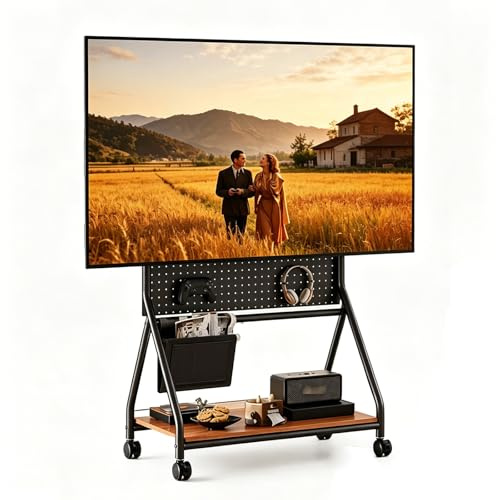 Soporte TV con Ruedas, Soporte TV Pie para 32-85 Pulgadas, Televisión Portátil con Altura Regulable, Mueble TV, Soporte Televisión Pie con Almacenamiento(72.5x50cm/28.5x20in)