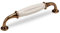 SOTECH Porzellangriff META Möbelgriff Porzellan Weiß-Messing Antik Finish BA 128 mm