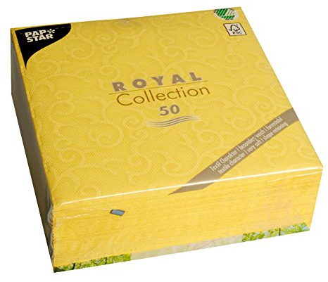 Papstar, 50 Servietten ROYAL Collection 1/4-Falz 40 cm x 40 cm gelb Casali, #84881