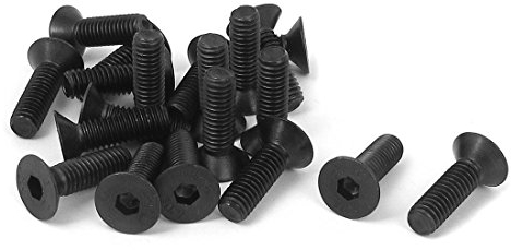 sourcing map 20 Stück M6 x 16mm Senkkopfschrauben Metrisch Flachkopfschrauben Senkkopfschrauben mit Innensechskant, Schwarz