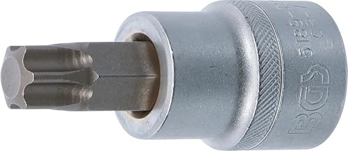 BGS 5189-T80 | Bit-Einsatz | T-Profil (für Torx) T80 | Antrieb Innenvierkant 20 mm (3/4) | Länge 80 mm | Chrom-Vanadium-Stahl | verchromt, matt | mit Rändelung