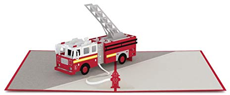 Lovepop® Feuerwehrauto 3D Pop-Up Karte – zum Geburtstag, Arbeitsjubiläum, Ruhestand für Feuerwehrmann/-Frau, für Kinder Feuerwehr | inkl. Umschlag & Versteckfach für Geld & Gutscheine