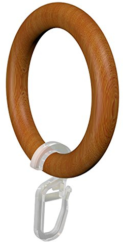 Flairdeco Gardinenringe/Ringe mit Faltenhaken, Holz, Kirschbaum lackiert, 57/41 mm, 24 Stück