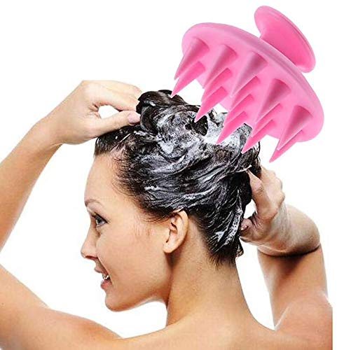Fontee Soft Silikon Shampoo Kopfhaut Massage Bürsten Haupt Massager Dusche Körper Massieren Reinigungsbürste Haare kämmen Handmassagegerät für Kopf für Kinder und Erwachsene Hellrosa