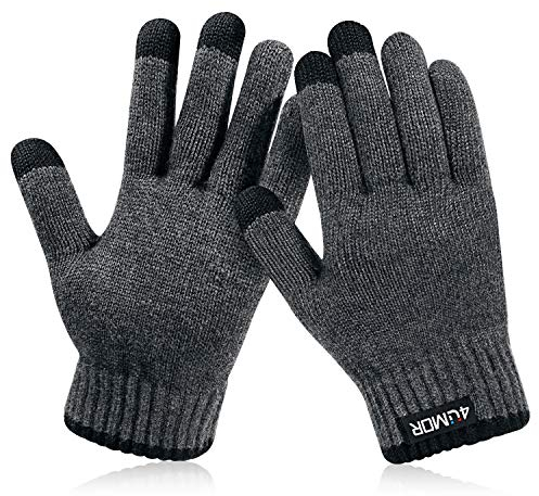 4UMOR Winterhandschuhe, Strick Fingerhandschuhe mit Herrenhandschuhe (M)