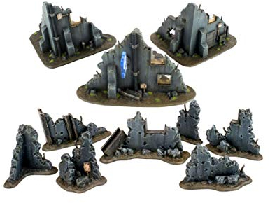 War World Gaming War-Torn City Bauschutt und Gebäude Set - 28mm Tabletop Gelände Landschaft Modellbau Modell Miniatur Diorama Schlachtfed Deckung Versatzstücke Wargaming