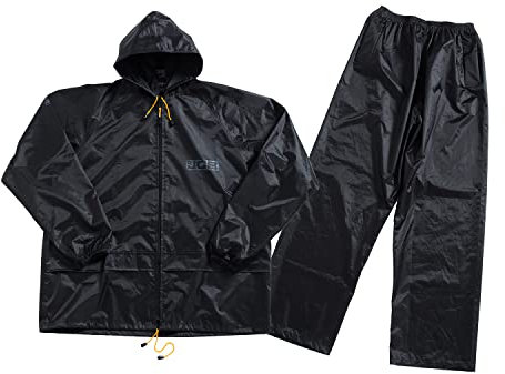 JCB - Workwear - Waterproof Workwear - Waterproof Two-Piece Rainsuit, D+AA - Black - Size Large