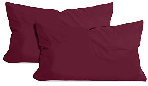 npluseins 2er-Pack Jersey Dekokissen Baumwollbezug, 40 x 60 cm, Bordeaux | Öko-Tex Standard 100, Reißverschluss, formstabil, strapazierfähig, angenehm weich, waschbar bis 60 °C