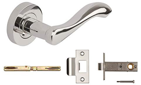 Excel Architectural 3680-PRV Venus Door Handles & Push Button Privacy Latch, Polished Chrome