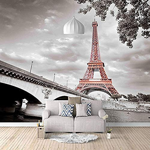 Affiche de décoration murale murale non tissée de papier peint de tour de Paris Papier Peint 3D Faux Cuir Vinyle Mural-430cm×300cm