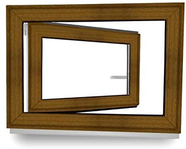 Kellerfenster - Fenster - Dreh- & Kippfunktion - innen Golden Oak/außen Golden Oak - BxH: 70 x 70 cm - 700 x 700 mm - DIN Rechts - 2 fach Verglasung - 60 mm Profil