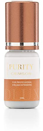 DLux Professional Purity Crimson, colla marrone per extension ciglia 5 ml, asciugatura rapida 0,5–1 secondo, lunga durata 8 settimane, formula professionale per tecniche volume